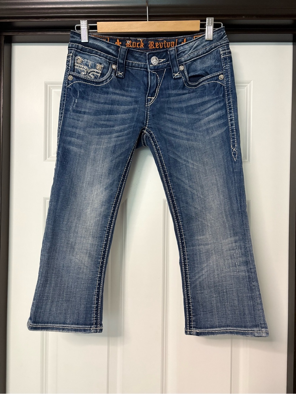 Rock Revival Women's Distressed Medium Blue Ankle Jeans